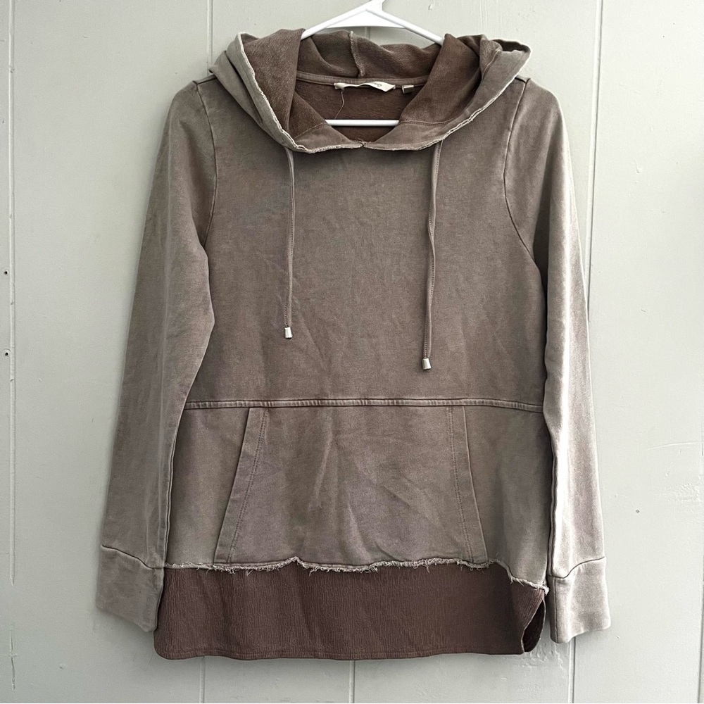 Soft Surroundings Hoodie Sweatshirt Brown Pullover Lagenlook Woman’s Sz PXS